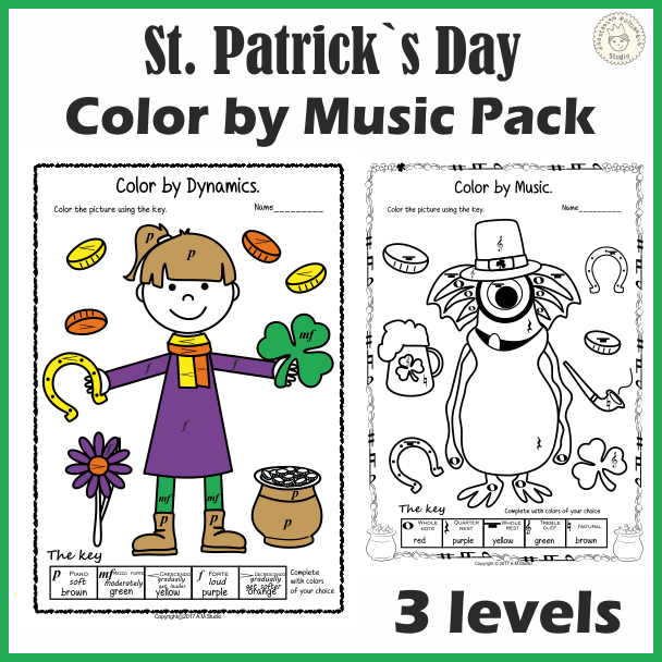 St. Patrick`s Day Music Coloring Worksheets (img # 3)