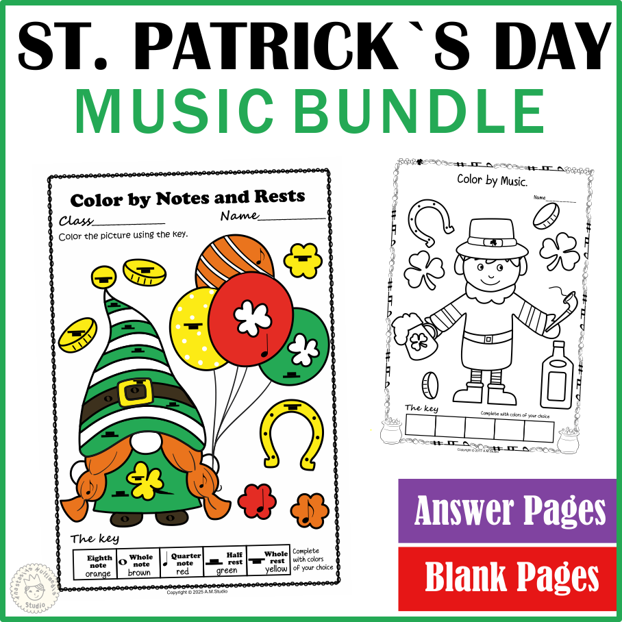 St. Patrick`s Day Music Theory Coloring Pages Bundle (img # 3)