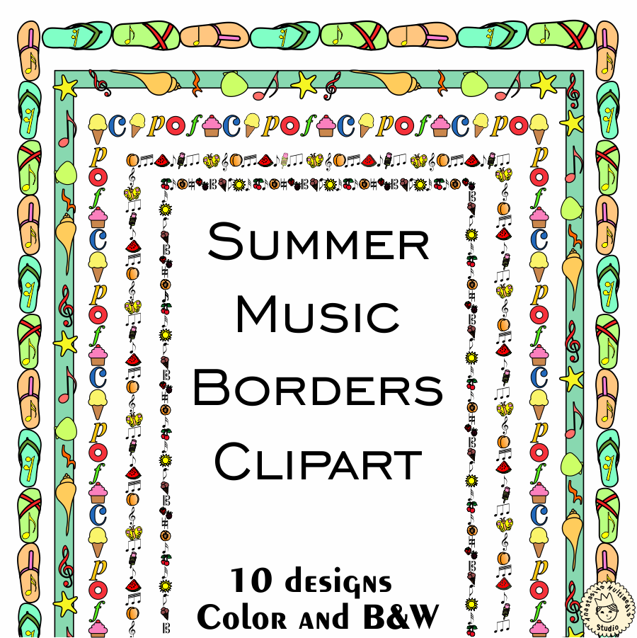 colorful music borders and frames