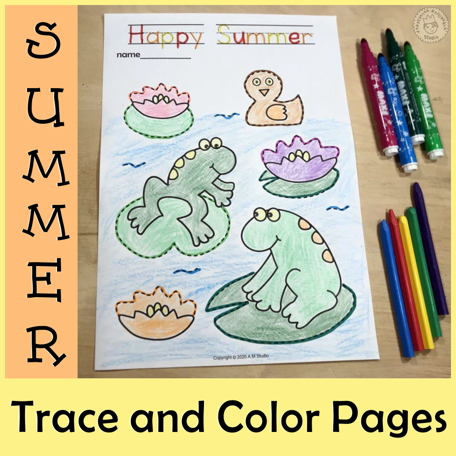 Summer Trace and Color Pages {Fine Motor Skills + Pre-writing} (img # 2)