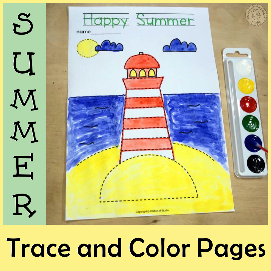 Summer Trace and Color Pages {Fine Motor Skills + Pre-writing} (img # 3)