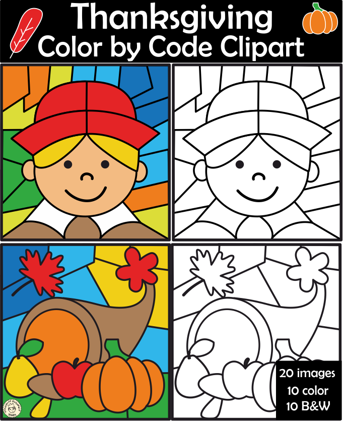 Thanksgiving Color by Number Clipart (img # 1)