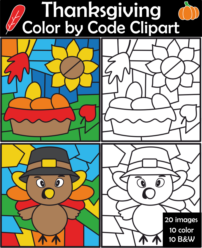 Thanksgiving Color by Number Clipart (img # 2)