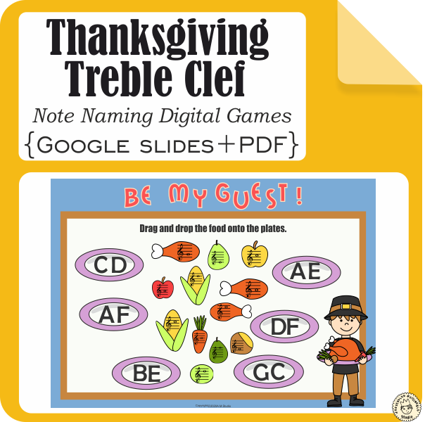 Thanksgiving Treble Clef Note Naming Digital Games (img # 1)