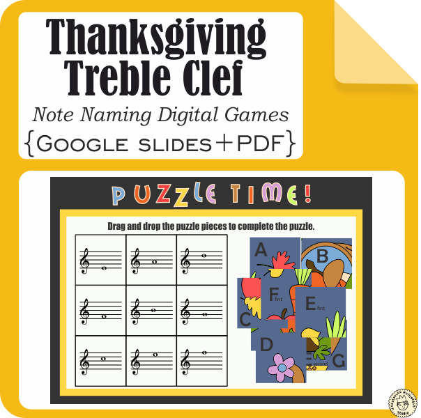 Thanksgiving Treble Clef Note Naming Digital Games (img # 2)