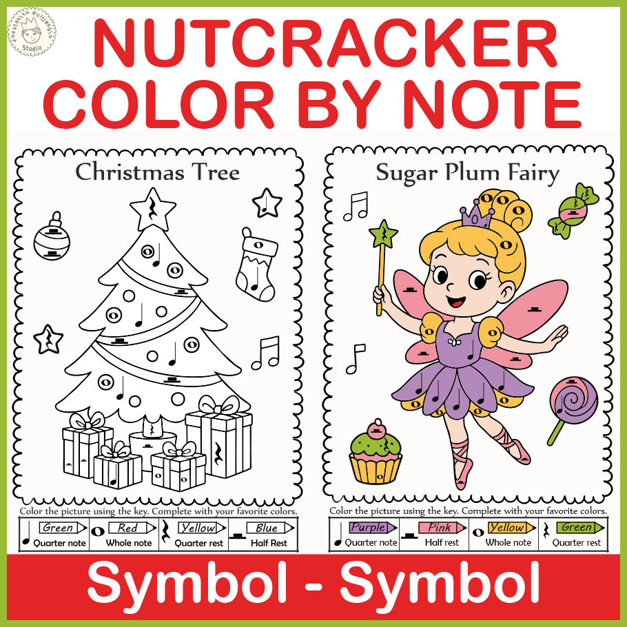 The Nutcracker Color by Note Pages | Christmas Music Coloring Activities (img # 1)