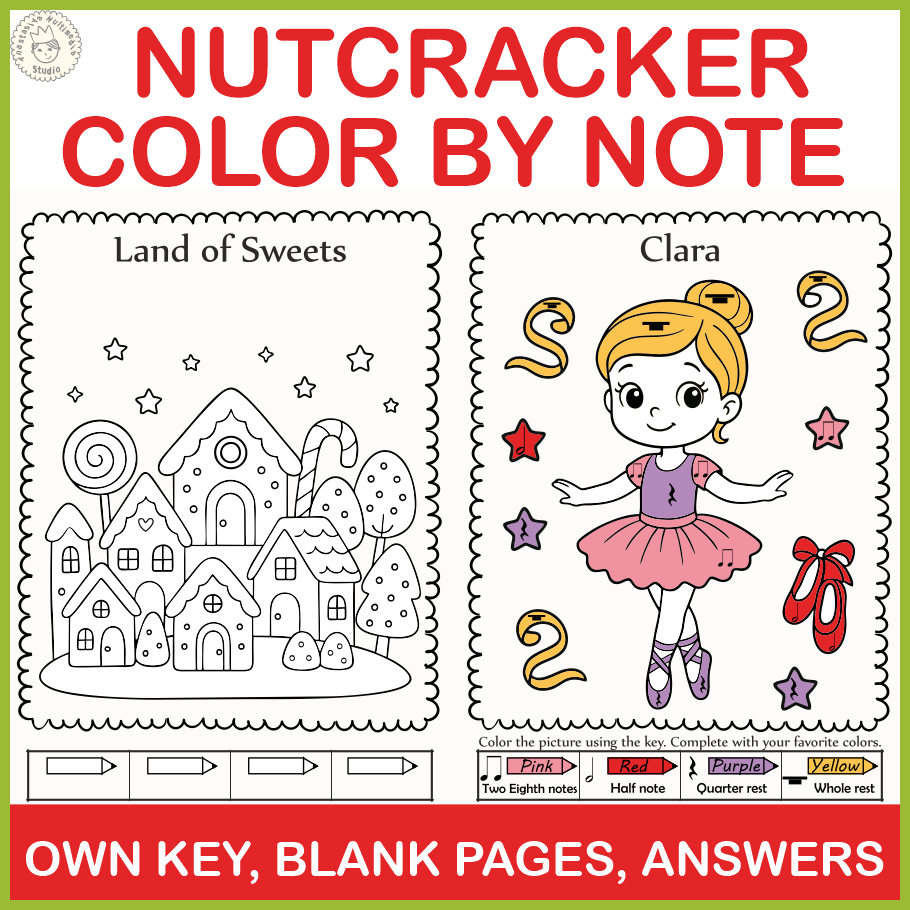 The Nutcracker Color by Note Pages | Christmas Music Coloring Activities (img # 3)