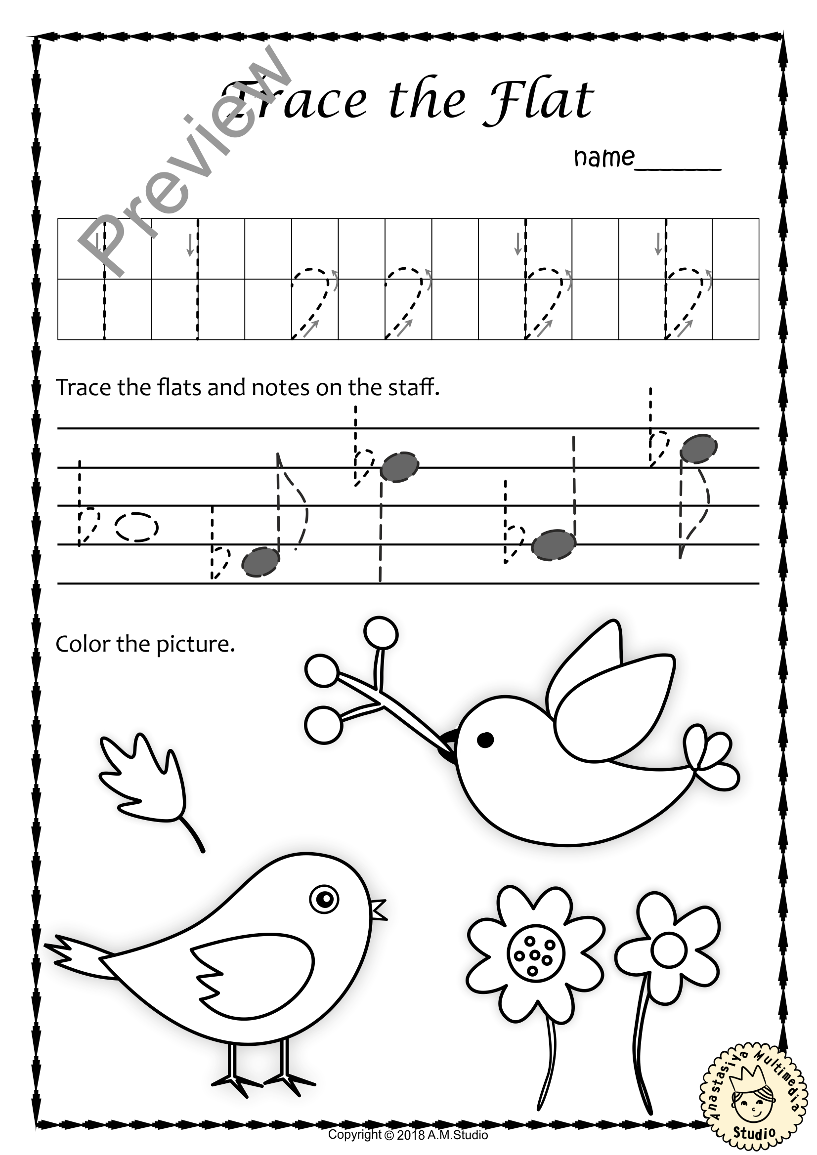 Tracing Music Notes Worksheets for Fall (img # 2)