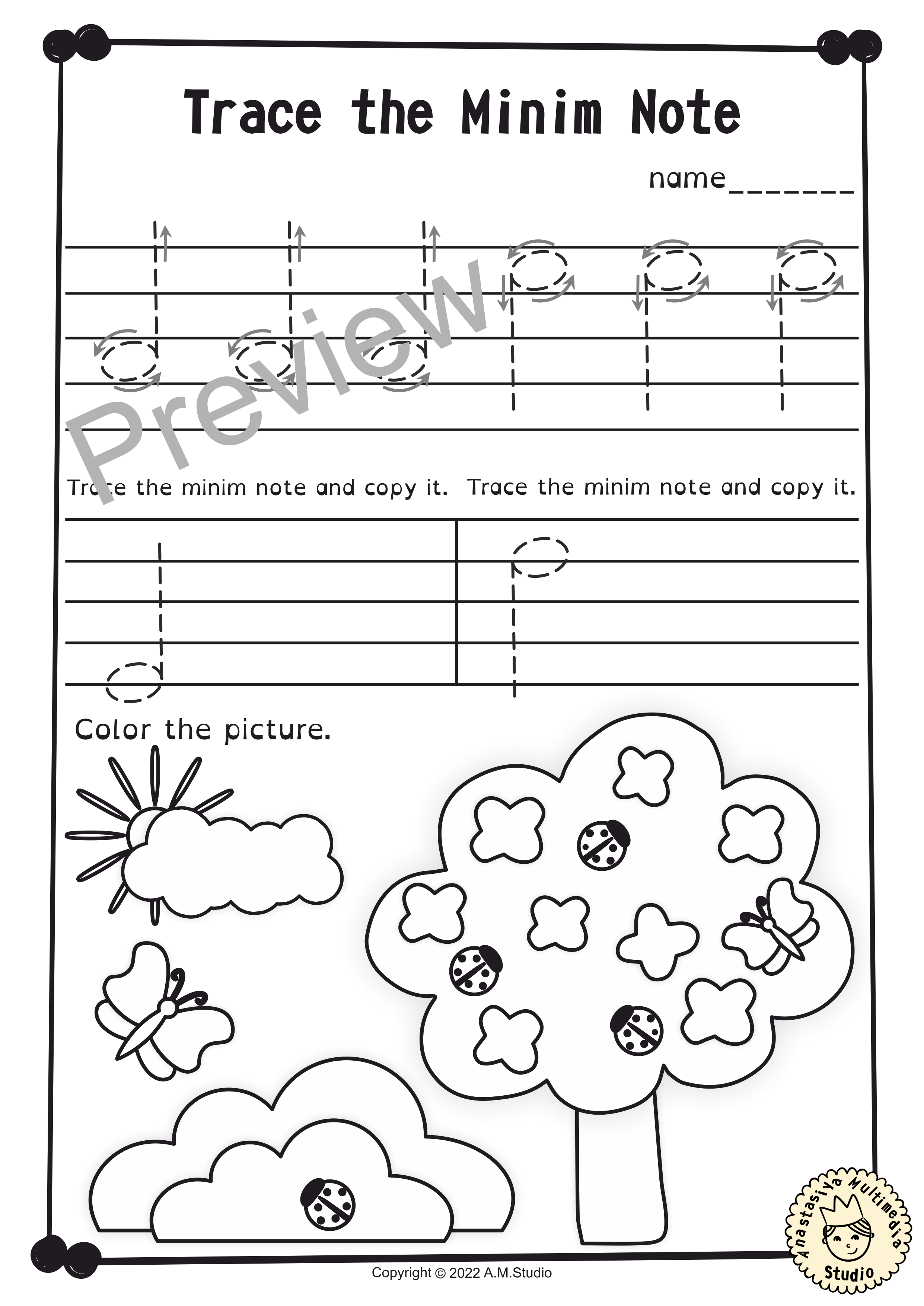 Tracing Music Notes & Symbols Worksheets for Spring | British terminology (img # 3)
