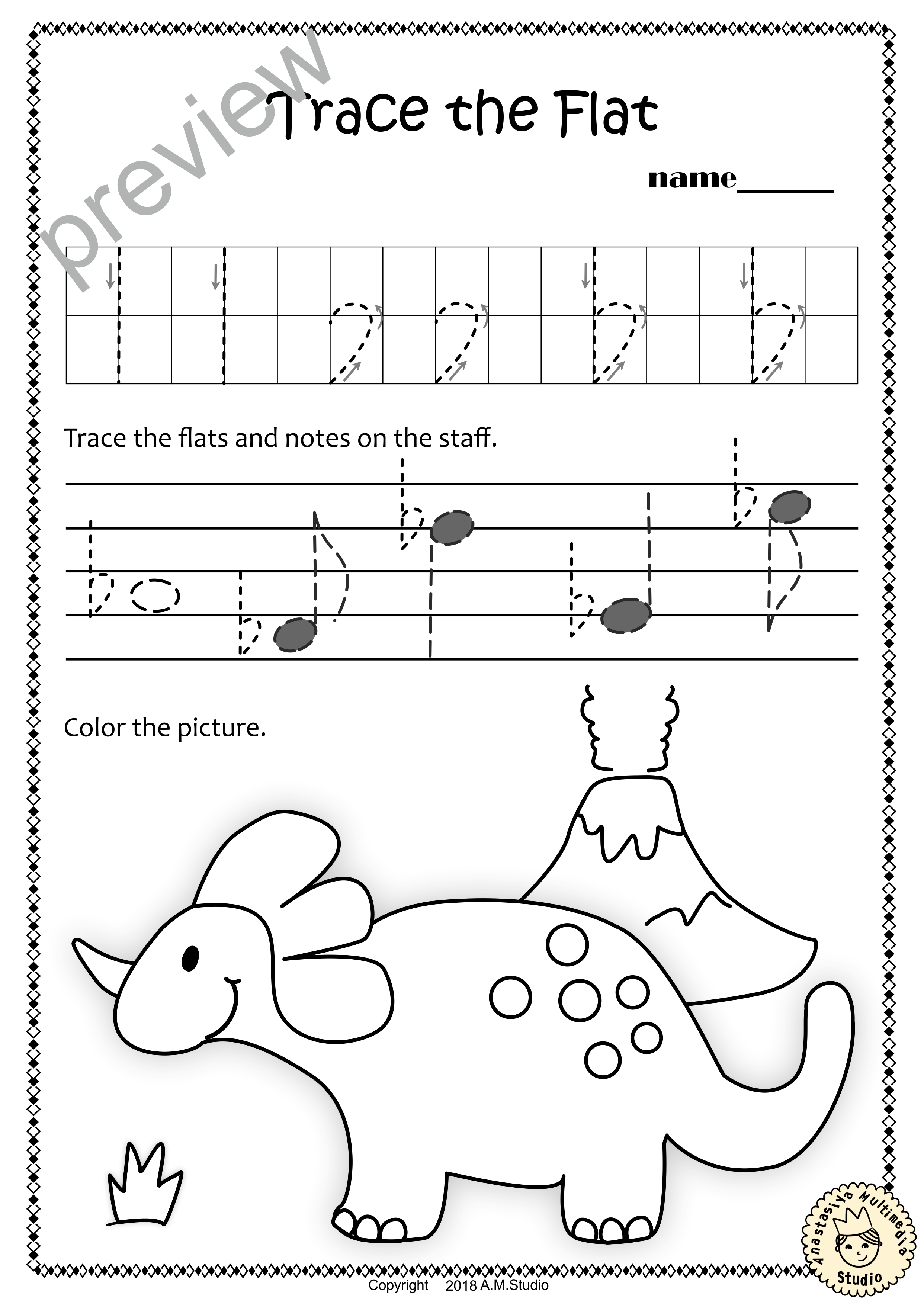 Tracing Music Notes Worksheets for Summer (img # 3)