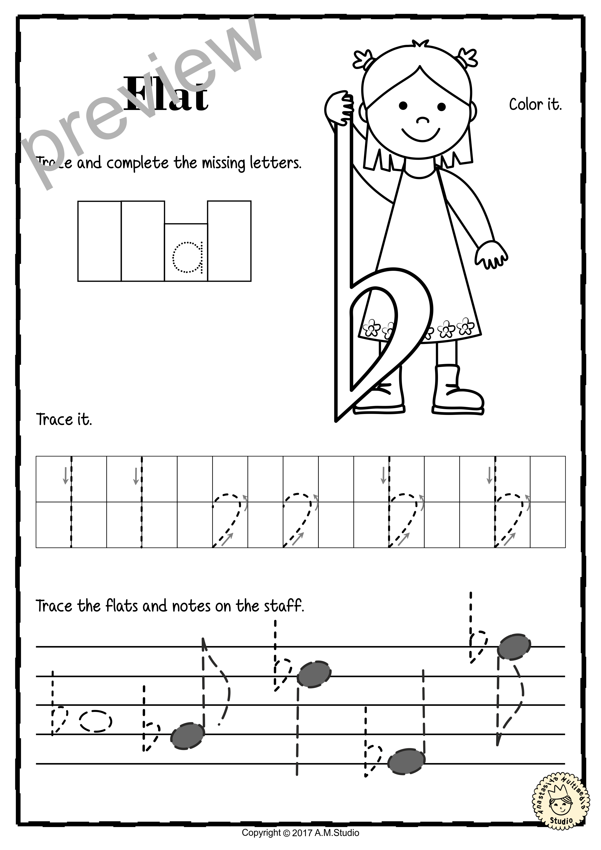 Tracing Music Notes Worksheets for kids (img # 4)