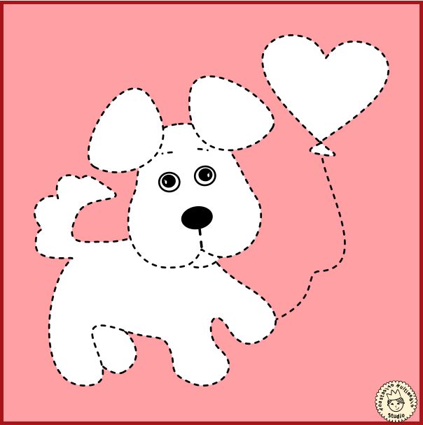 Valentine`s Day Animals Tracing Clipart (img # 3)
