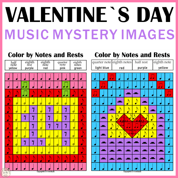 Valentines Day Music Color by Note Mystery Pictures (img # 1)