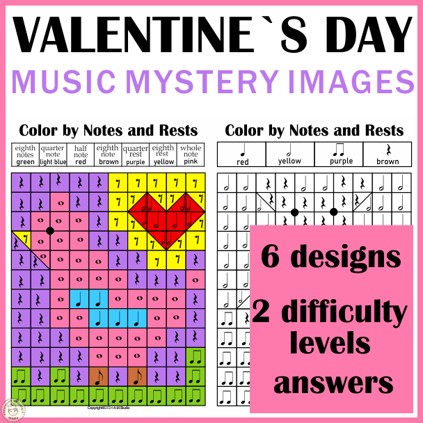 Valentines Day Music Color by Note Mystery Pictures (img # 2)