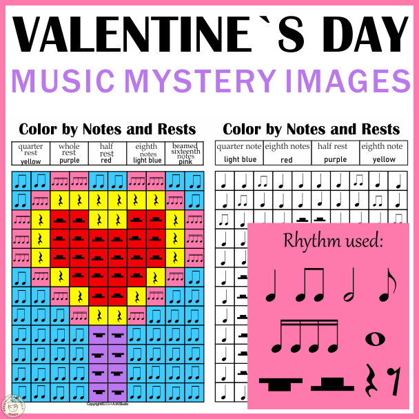 Valentines Day Music Color by Note Mystery Pictures (img # 3)