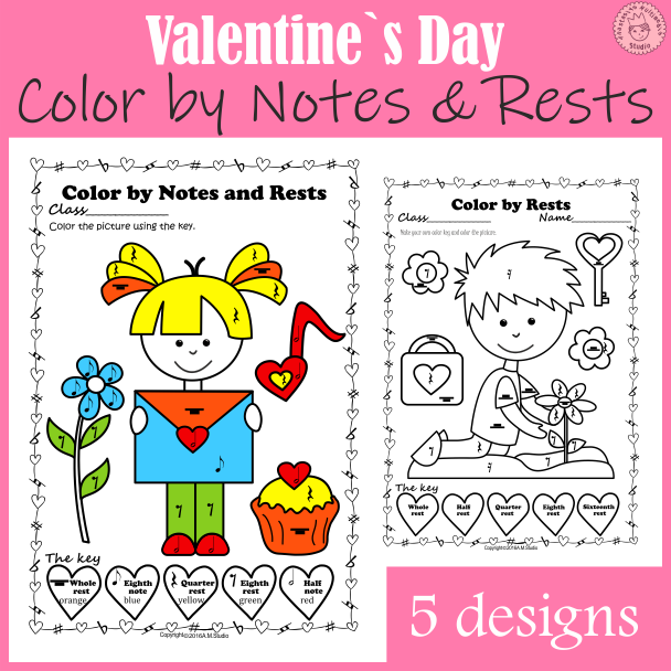 Valentine`s Day Color by Notes & Rests (img # 1)