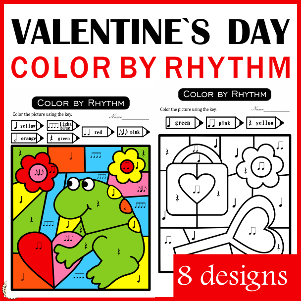 Valentine`s Day Music Color by Code | Color by Rhythm (img # 1)