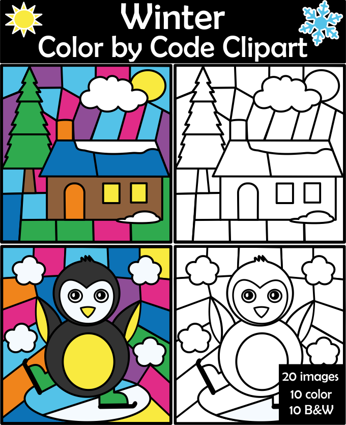 Winter Color By Code Clipart (img # 1)