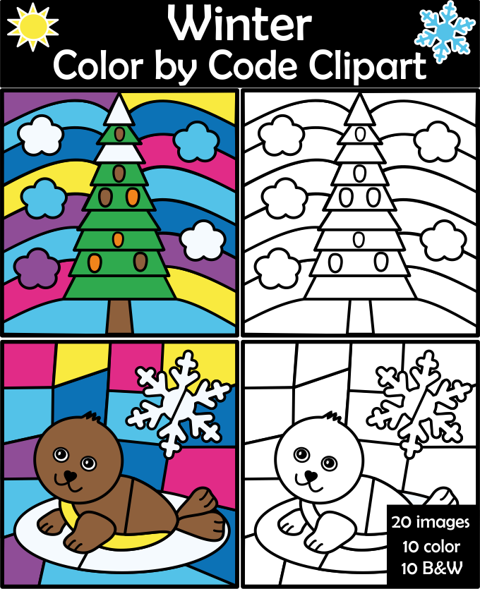 Winter Color By Code Clipart (img # 2)