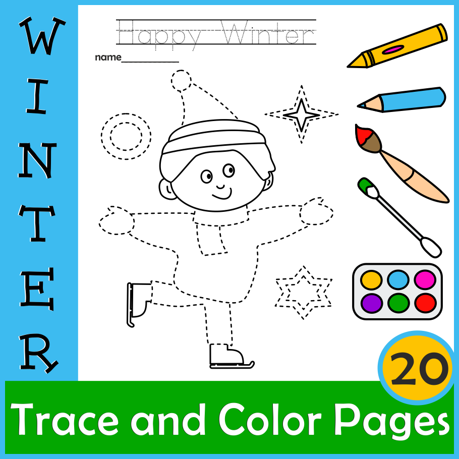 Winter Prewriting Practice - Free Fine Motor Coloring and Tracing Printable  - Montessori Nature