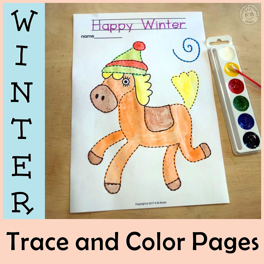 Winter Trace and Color Pages {Fine Motor Skills + Pre-writing} (img # 3)