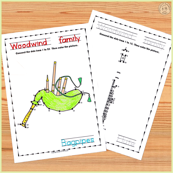 Woodwind Instruments Dot to dot Worksheets (img # 1)