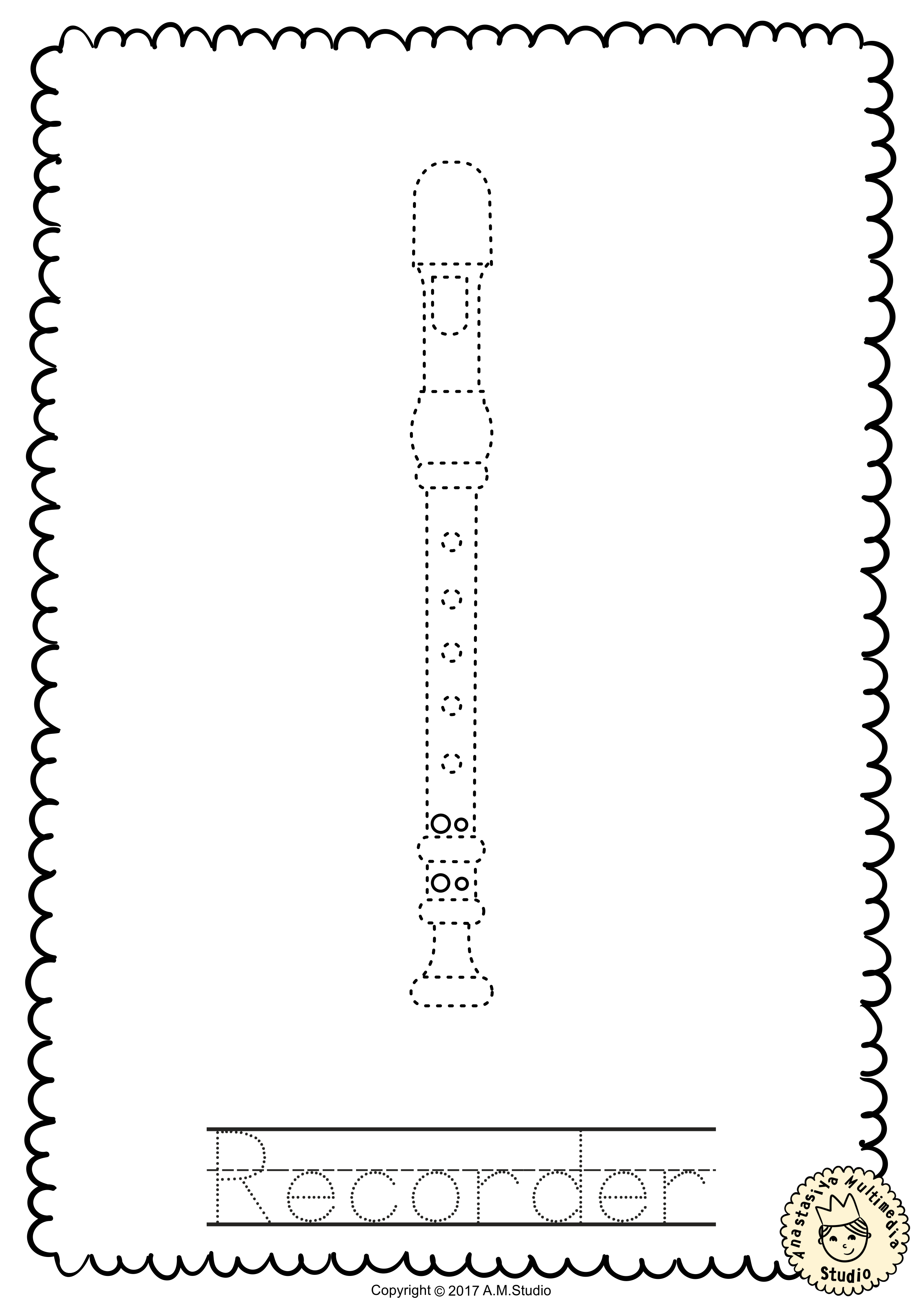 Woodwind Instrument Trace and Color Pages (img # 1)