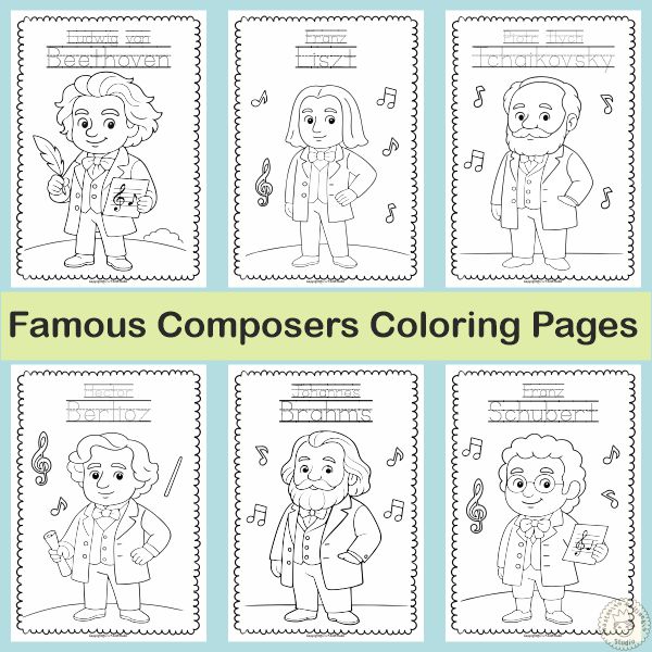 Famous Composers Coloring Pages for Kids | Music History Activities (img # 1)
